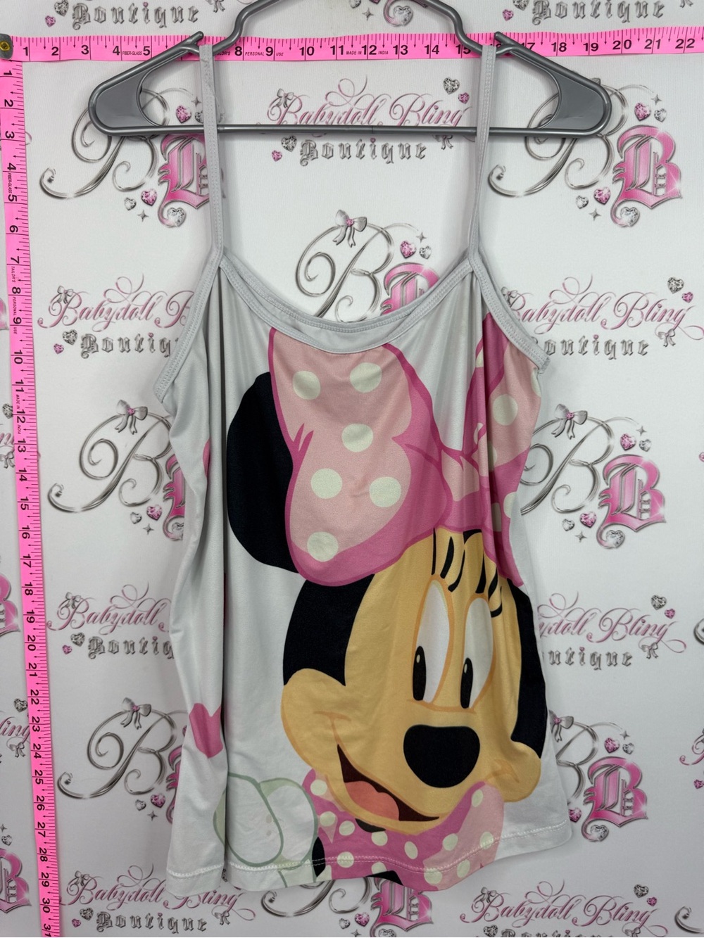 Minnie Mouse top Polka Dot Graphic Tank Top - Pink & White